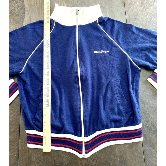 Vtg MacGregor Full Zip Jacket Blue Red White Acrylic Triple Knit Men's Medium M - Picture 8 of 10